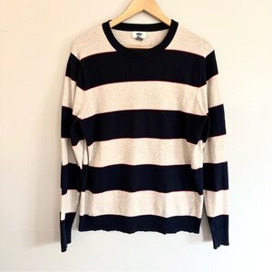 Old Navy Navy & Cream Crewneck Sweater with Red Nail Accent